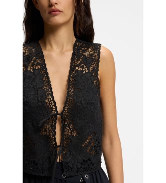 BOSS Irika Black Embroidered Vest