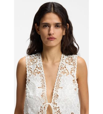 BOSS Gilet bordeaux avec fermeture nou�e blanche