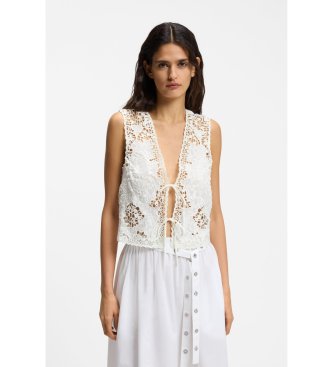 BOSS Gilet bordeaux avec fermeture nou�e blanche