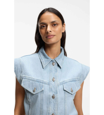 BOSS Kamizelka o regularnym kroju z niebieskiego denimu 