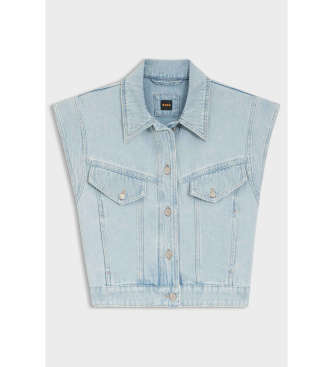 BOSS Kamizelka o regularnym kroju z niebieskiego denimu 