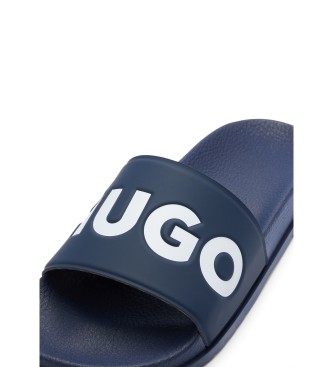 HUGO Infradito con logo a righe blu navy