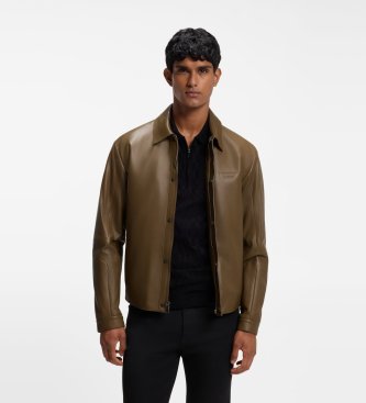 BOSS Icons70 brown leather jacket