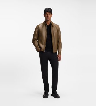 BOSS Icons70 brown leather jacket