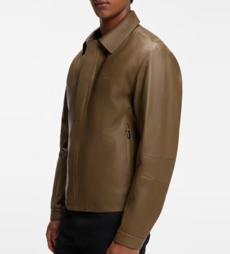 BOSS Icons70 brown leather jacket