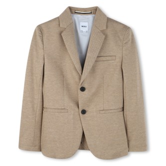 BOSS Blazer in tessuto elasticizzato beige