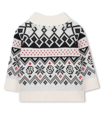 BOSS Beżowy kardigan z dzianiny