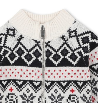 BOSS Beżowy kardigan z dzianiny