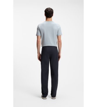 BOSS Navy stretch cotton poplin pants