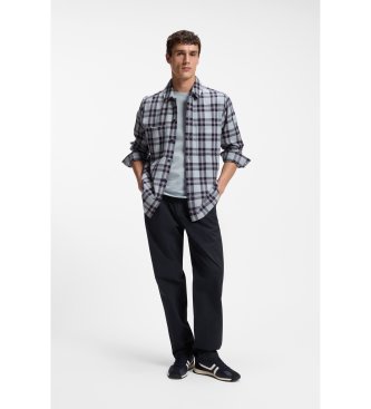 BOSS Navy stretch cotton poplin pants