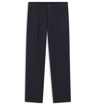 BOSS Navy stretch cotton poplin pants