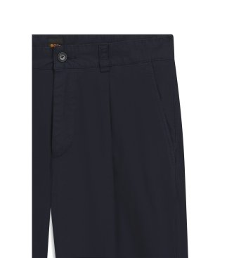 BOSS Navy stretch cotton poplin pants