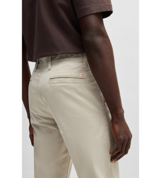 BOSS Beżowe zwężane spodnie chino