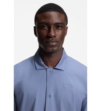 BOSS Zweiteiliger Schlafanzug aus blauer Popeline