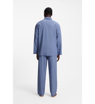 BOSS Zweiteiliger Schlafanzug aus blauer Popeline