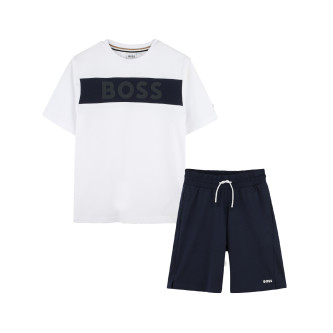 BOSS Set med T-shirt och shorts vit, marinbl