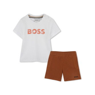 BOSS Set T-shirt en shorts wit, bruin