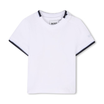 BOSS Completo salopette e t-shirt blu navy e bianco