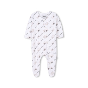 BOSS White pyjama, cap and bib set