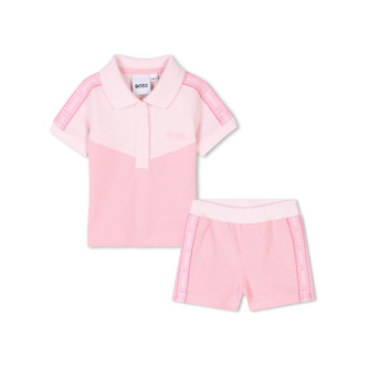 BOSS Set med polotrja och shorts rosa