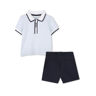 BOSS Hellblaues, marineblaues Poloshirt und Shorts im Set