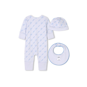 BOSS Conjunto de pijama + babero + gorro azul claro