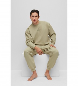 BOSS Pijama com logtipos bordados castanho 