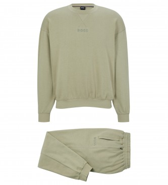 BOSS Pijama com logtipos bordados castanho 