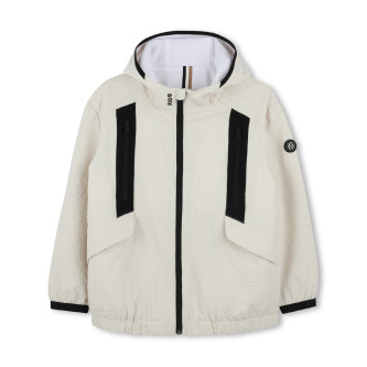 BOSS Windbreaker jacket with beige hood