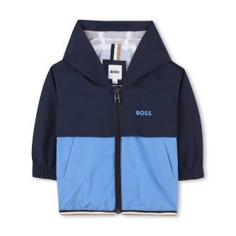 BOSS Giacca antivento con cappuccio blu navy