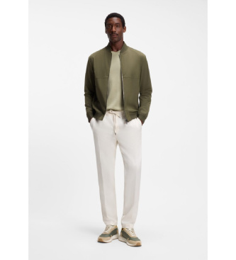 BOSS Veterschoenen van lichtgewicht stof met groene su�de biezen