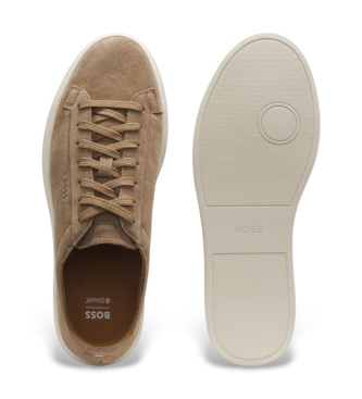 BOSS Sportschoenen met gegraveerd logo beige