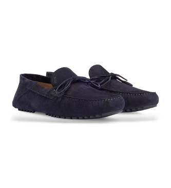 BOSS Skórzane loafersy Navy Driver