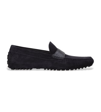 BOSS Navy Driver Leather Moccasins