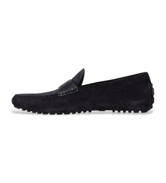 BOSS Navy Driver Leather Moccasins