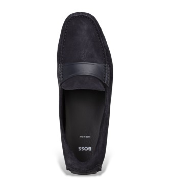 BOSS Navy Driver Leather Moccasins