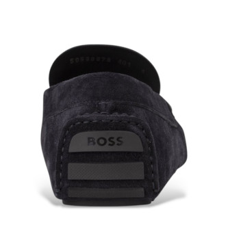 BOSS Navy Driver Leather Moccasins