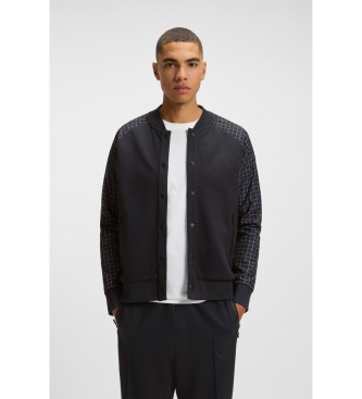 BOSS Camisola com padr�o xadrez e bot�es na frente em azul-marinho