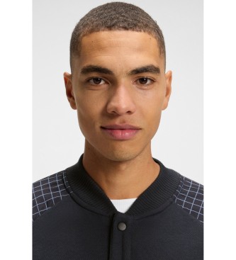 BOSS Camisola com padr�o xadrez e bot�es na frente em azul-marinho