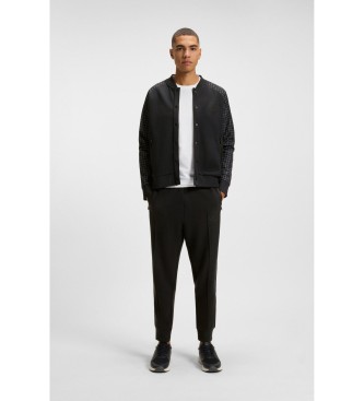 BOSS Camisola com padr�o xadrez e bot�es na frente em azul-marinho