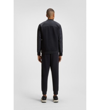 BOSS Camisola com padr�o xadrez e bot�es na frente em azul-marinho