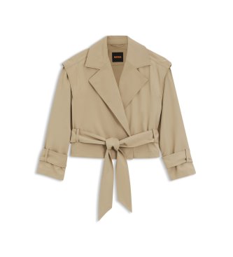 BOSS Kurzer Trenchcoat mit beigem Gürtel