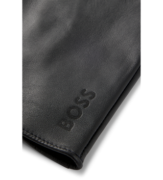 BOSS Grawerowane rękawiczki czarne