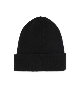 BOSS Cotton knitted beanie with black rubber effect logo