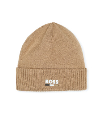 BOSS Bonnet tricot marron