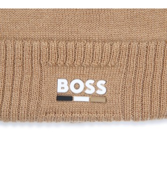 BOSS Bonnet tricot marron