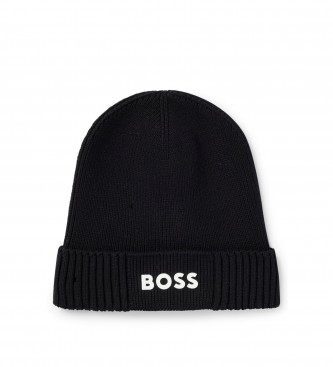 BOSS Berretto nero con logo a contrasto