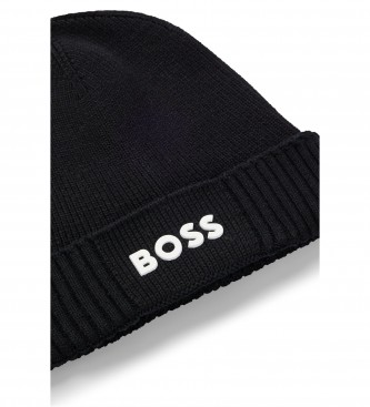 BOSS Berretto nero con logo a contrasto