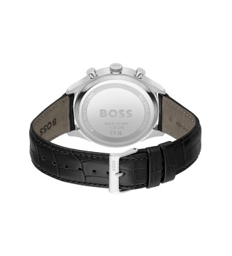 BOSS Montre chronographe analogique avec bracelet en cuir Gregor noir