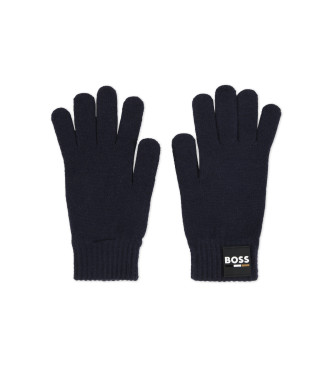 BOSS Marinefarbene Logo-Handschuhe